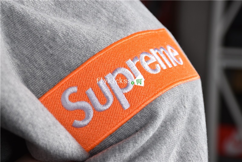 Supreme Grey Hoodie With Orange Box Logo